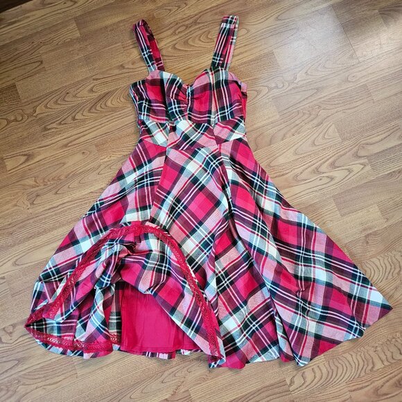 Enz’s Sweetheart Neckline Rectangular/Square Back A-Line Dress, S/M, Plaid - Picture 1 of 10